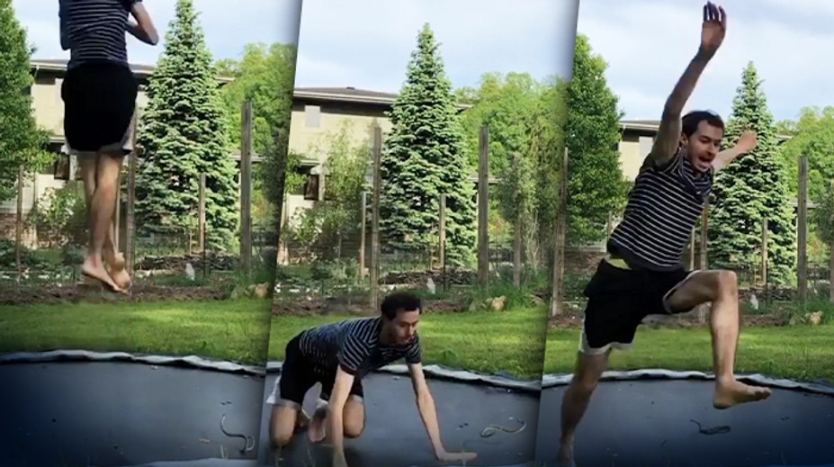 VIDEO: K mužovi na trampolíne si prišiel zaskákať aj had