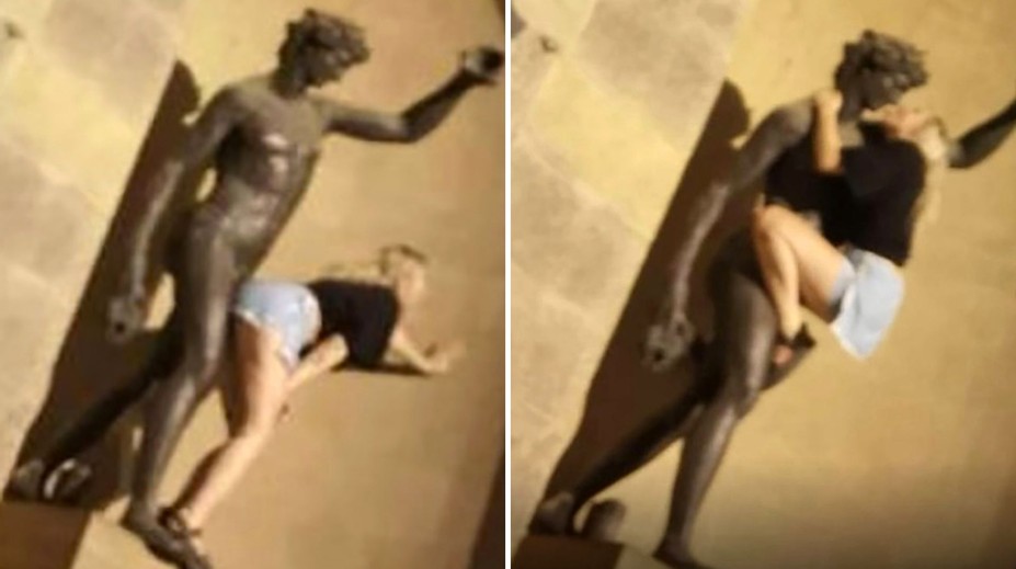 Turistka zneuctila sochu boha Bacchusa. Tvárila sa, že s ňou má pohlavný styk