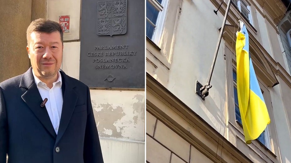 Okamura pobúril budúcu opozíciu. Nariadil zvesenie ukrajinskej vlajky z budovy Poslaneckej snemovne