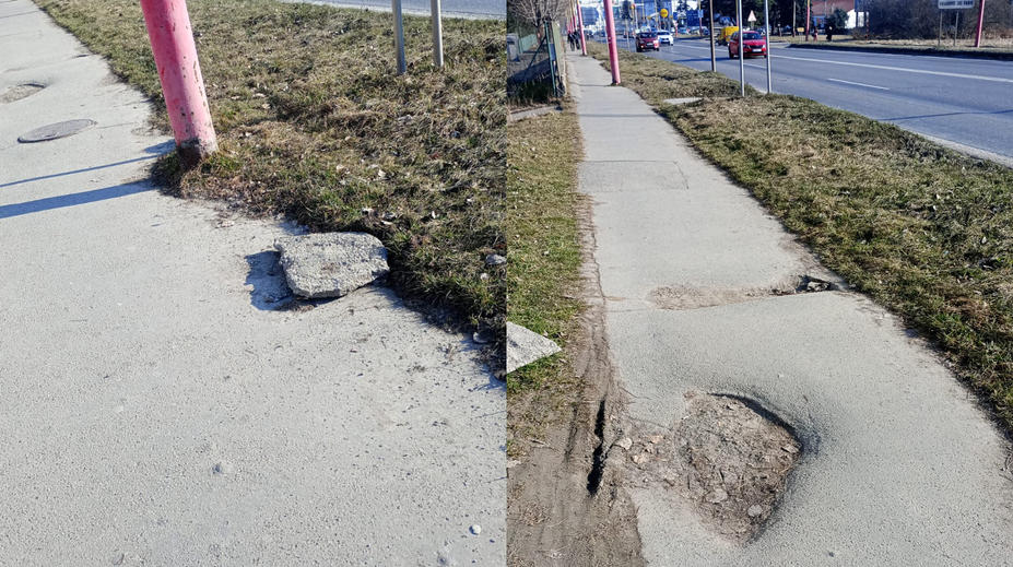 Dieťa spadlo do diery na chodníku v Ružomberku. Vieme o nej, reaguje mesto