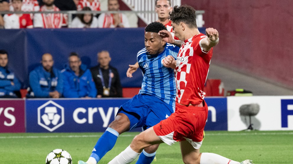 Momentka zo zápasu Girona - Slovan v Lige majstrov