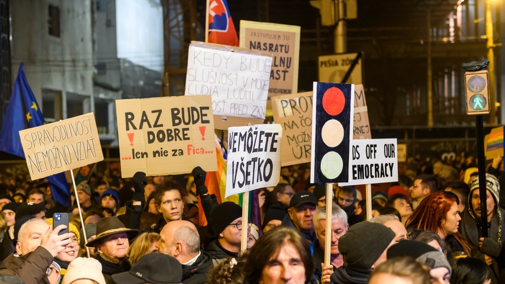 Protest v Bratislave. 