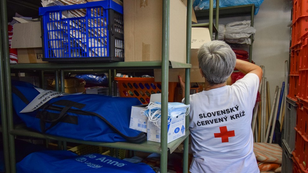 Sklad s humanitárnou pomocou.