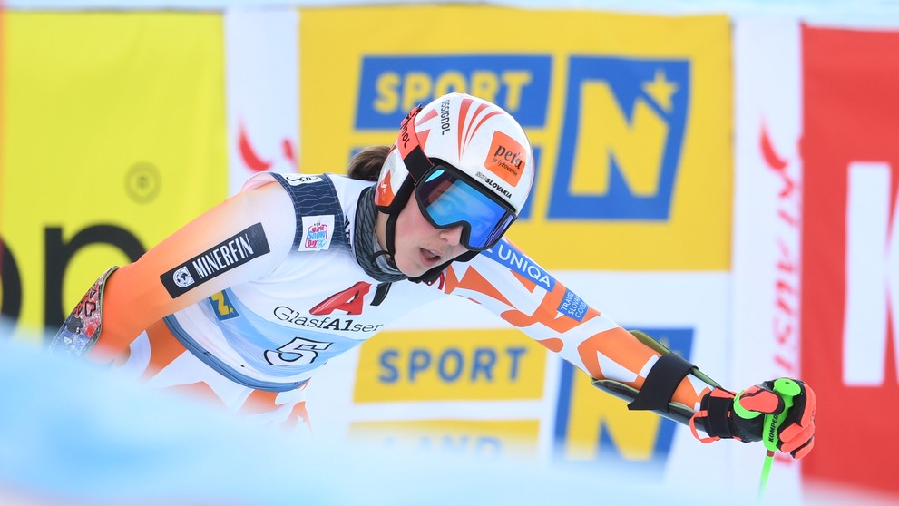 Na snímke slovenská lyžiarka Petra Vlhová v druhom kole obrovského slalomu žien Svetového pohára v alpskom lyžovaní v rakúskom Semmeringu.