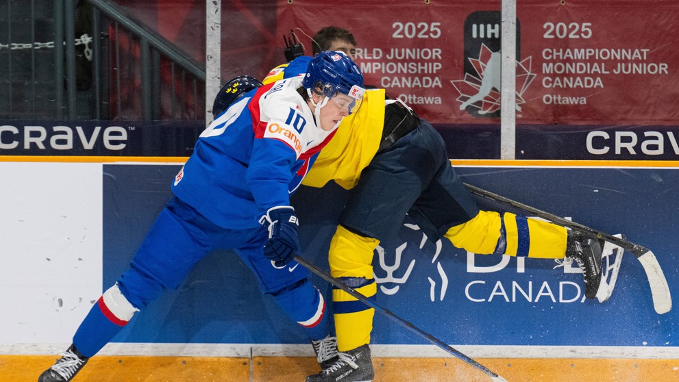 Momentka zo zápasu Slovensko - Švédsko na MS do 20 rokov