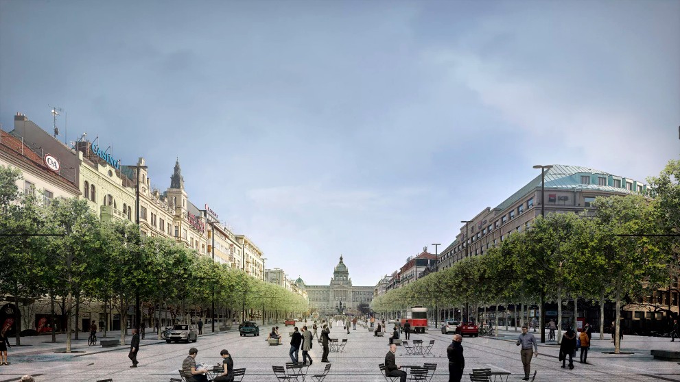 Vizualizácia Václavského námestia.