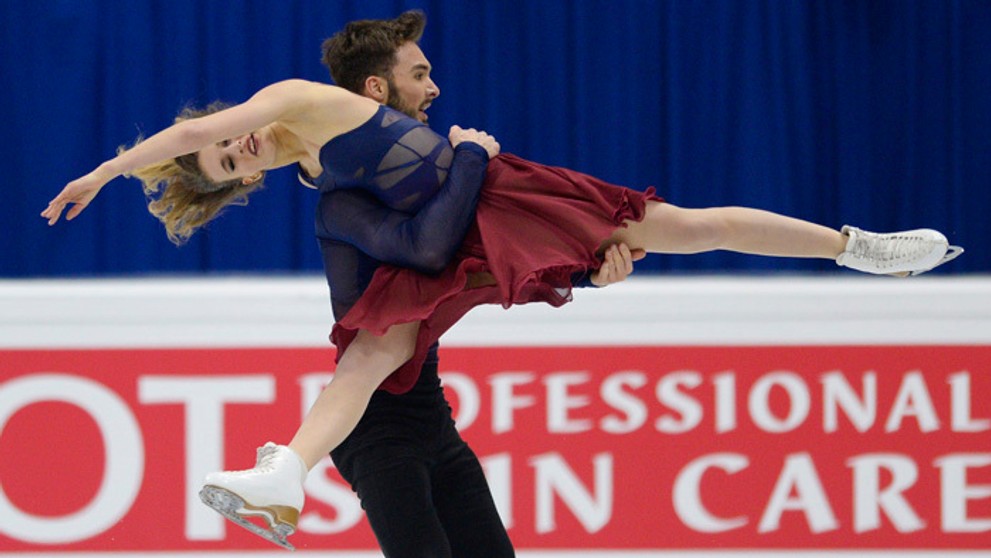Majstri Európy v tanečných pároch Gabriella Papadakisová a Guillaume Cizeron počas voľnej jazdy.