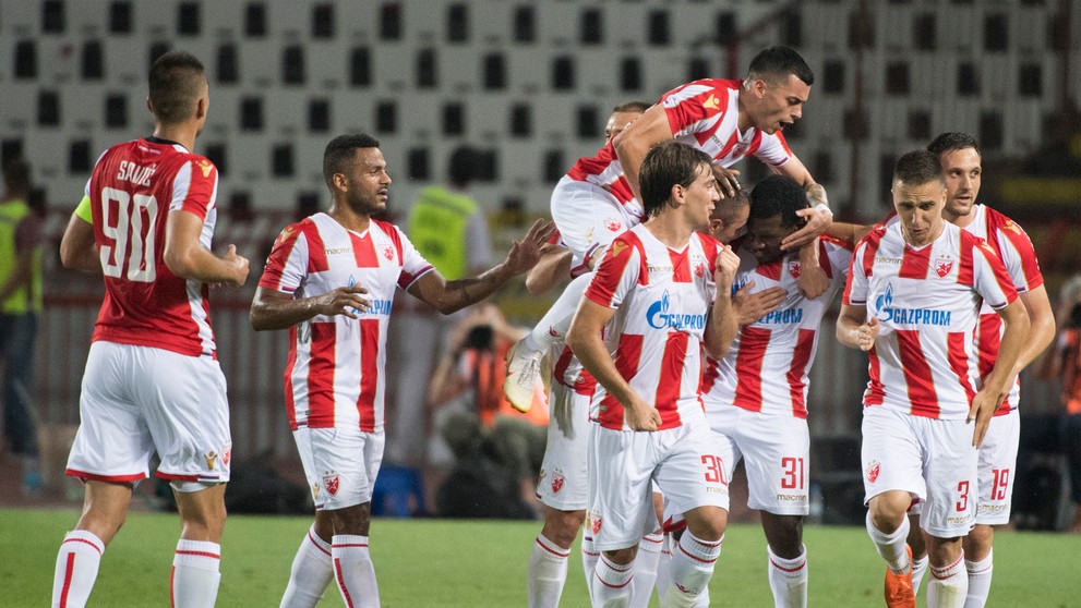 Gólová radosť futbalistov Crvenej zvezdy Belehrad v prvom zápase 3. predkola LM proti Trnave.