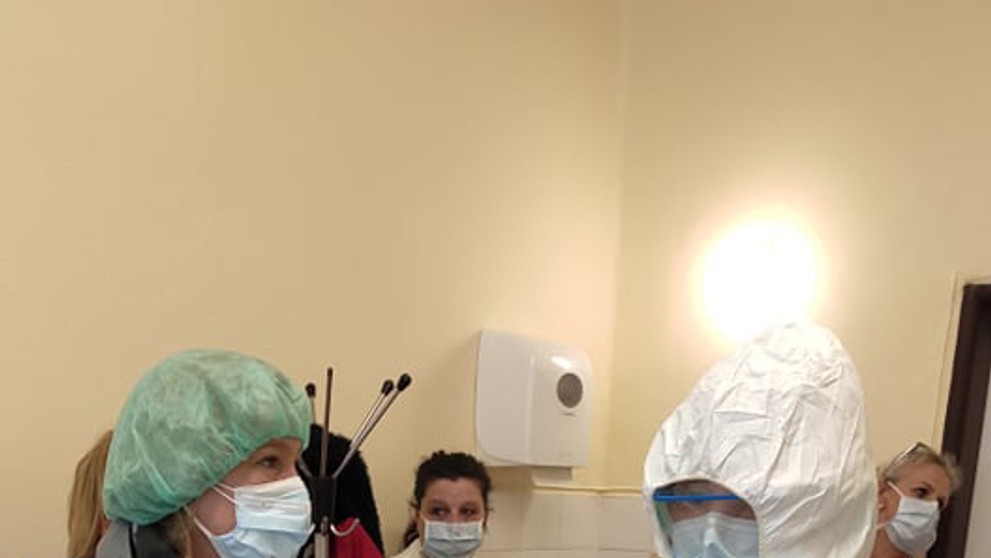 Nácvik prijatia pacientky na gynekológii v levickej nemocnici.