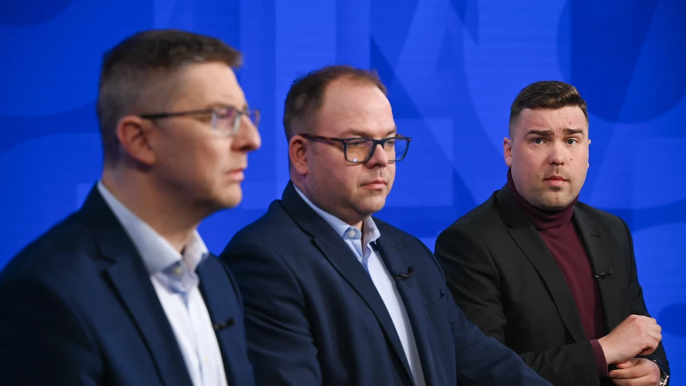 Martin Slosiarik, Václav Hřích a Jakub Hankovský v relácii Na telo plus.