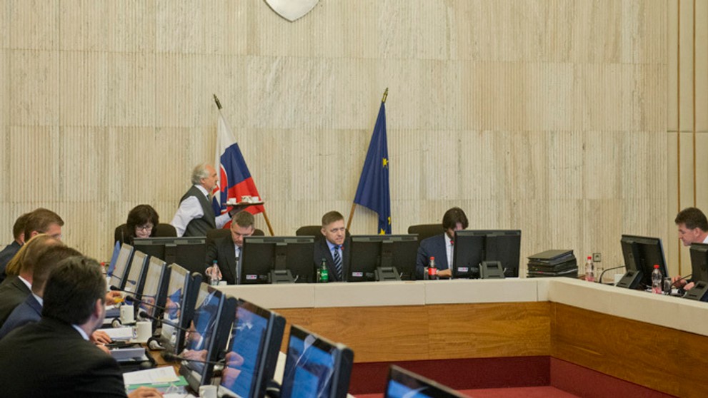 Pohľad do rokovacej sály počas 6. schôdze vlády SR.