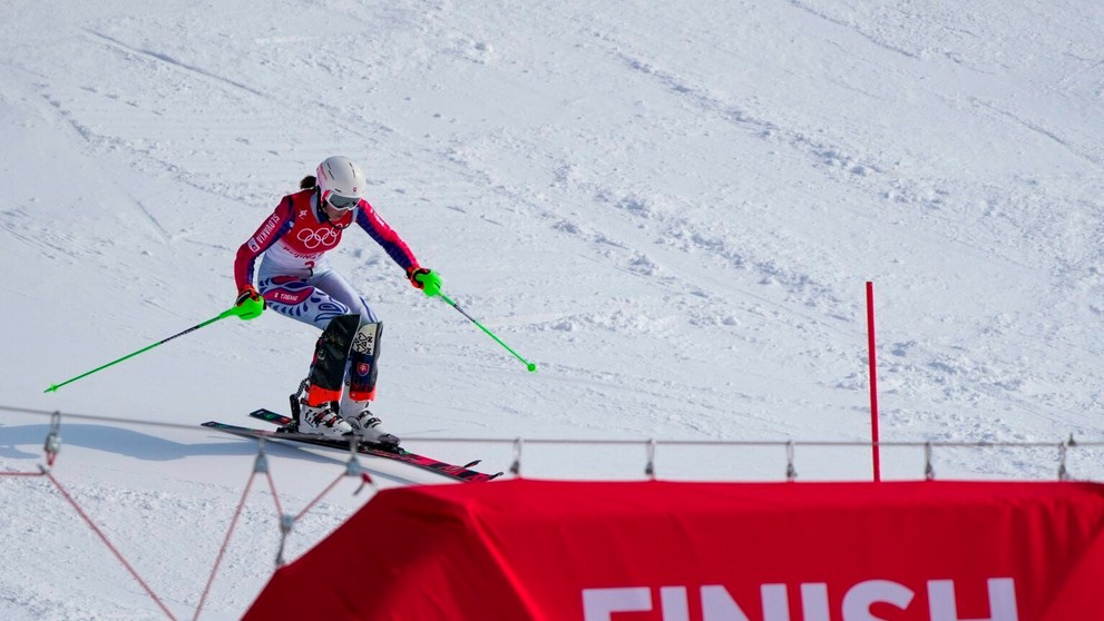 Slovenská lyžiarka Petra Vlhová pred cieľom 2. kola slalomu na ZOH 2022.