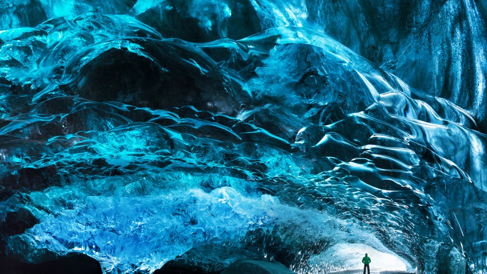 Ľadová jaskyňa Skaftafell, Island.
