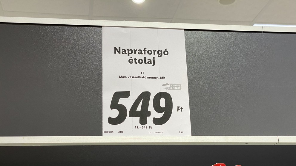 Cena za jeden liter oleja (cca 1,5 eura), obmedzenie na tri fľaše