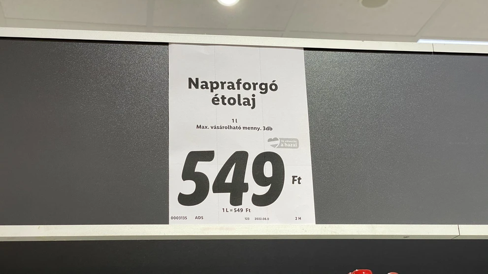 Cena za jeden liter oleja (cca 1,5 eura), obmedzenie na tri fľaše