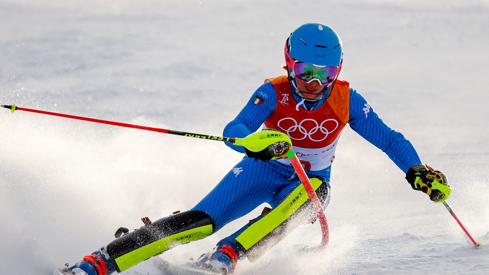 Frida Hansdotterová zo Švédska v slalome na ZOH 2018.