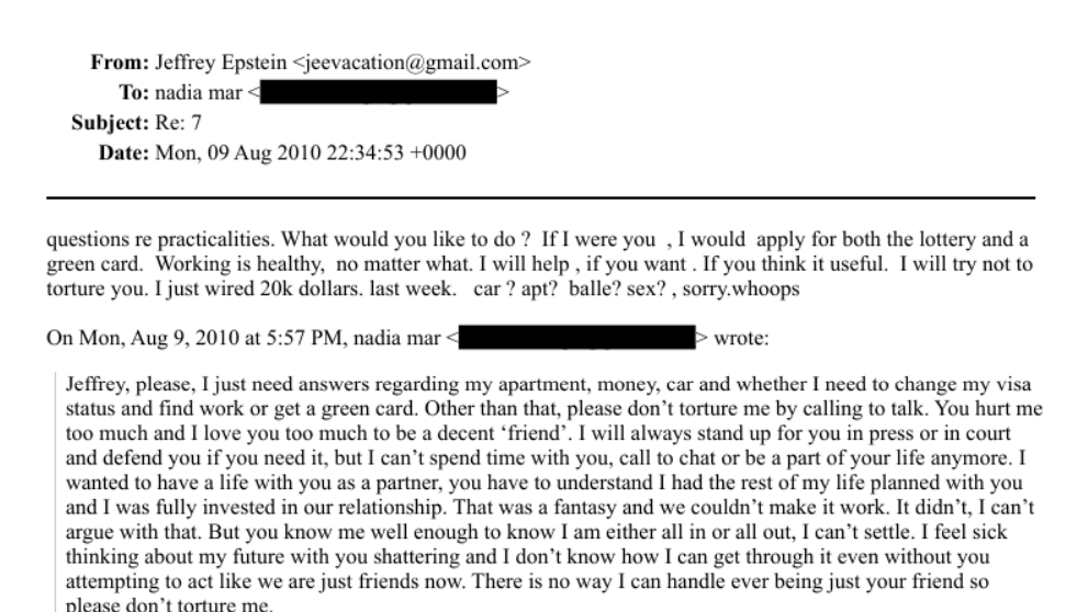 Komunikácia J. Epsteina a N. Marcinkovej