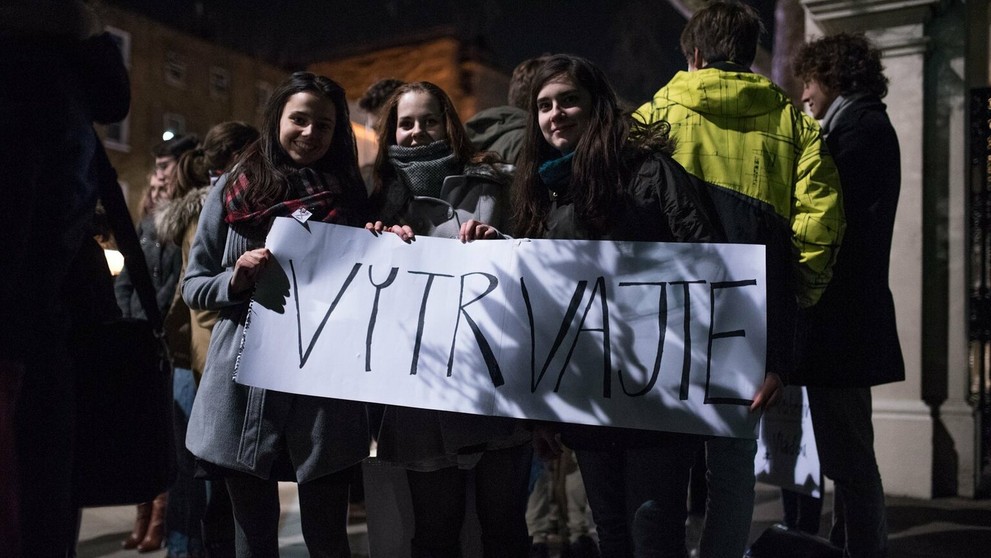 Študenti podporili slovenských učiteľov v Londýne.