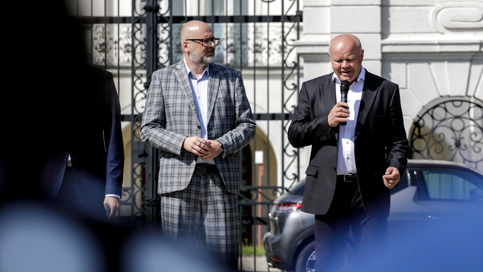 Predseda Združenia miest a obcí Slovenska Branislav Tréger a ústredný riaditeľ Kancelárie 