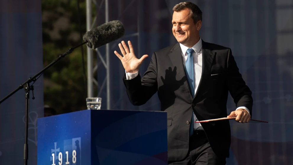 Predseda NR SR Andrej Danko počas osláv k 100. výročiu podpisu Deklarácie slovenského národa. 
