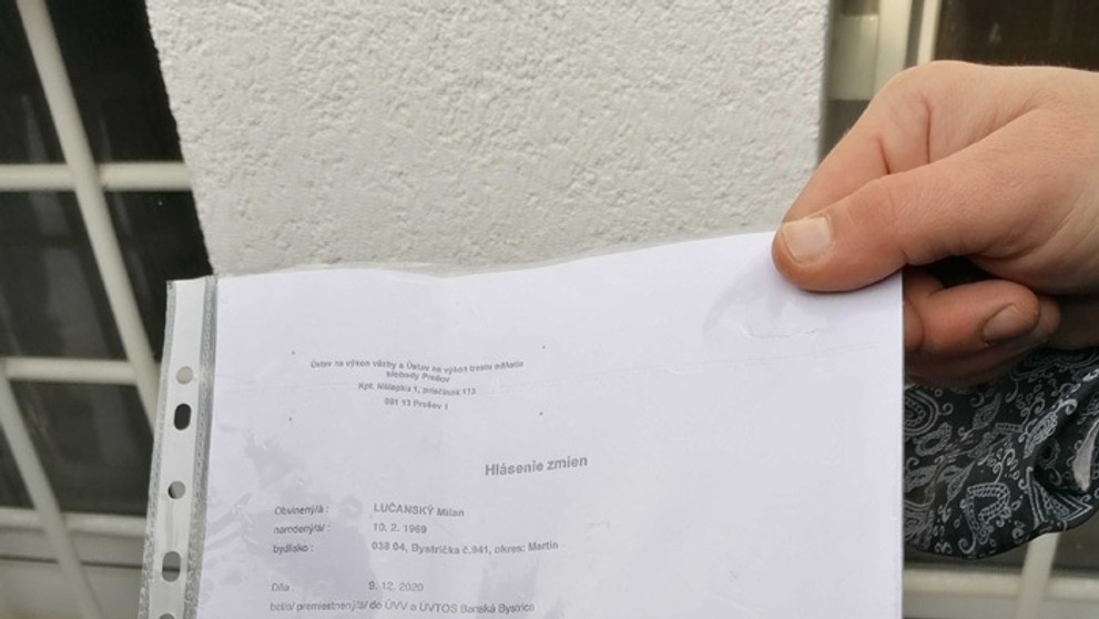 Detail dokumentu, ktorý ukázal médiám právny zástupca rodiny Lučanský - Miroslav Radačovský.