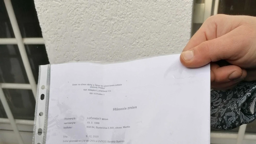 Detail dokumentu, ktorý ukázal médiám právny zástupca rodiny Lučanský - Miroslav Radačovský.