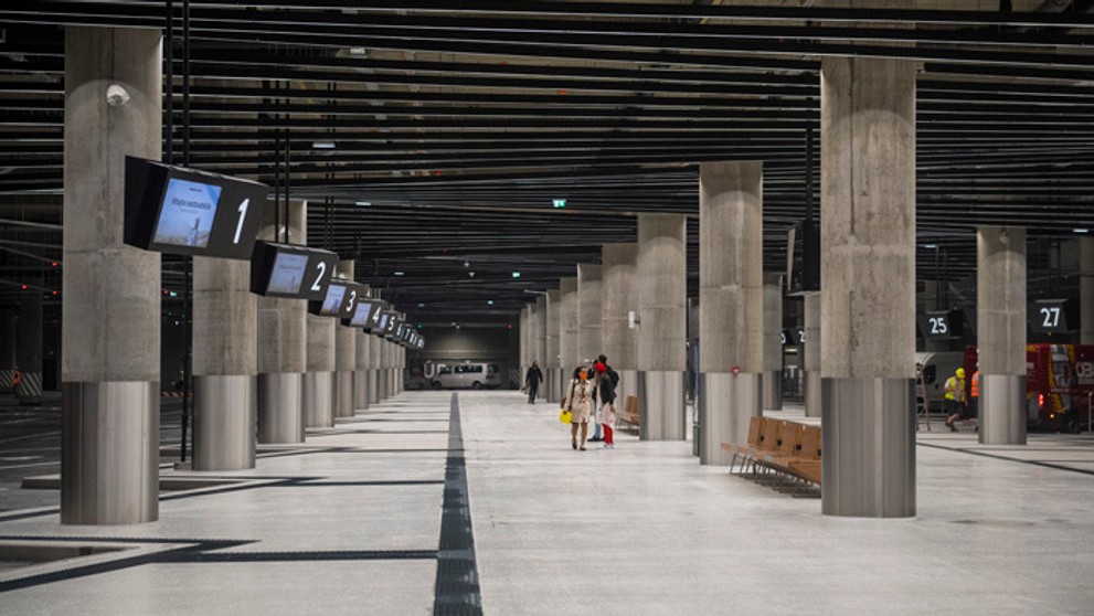 Nástupištia na novej bratislavskej Autobusovej stanice Nivy. 