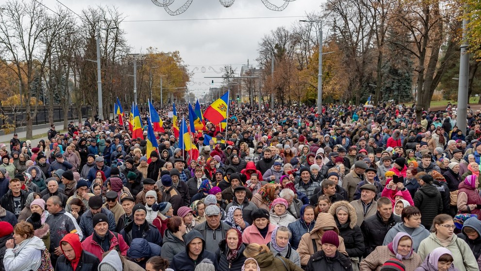 Protest proruskej opozície v Kišiňove