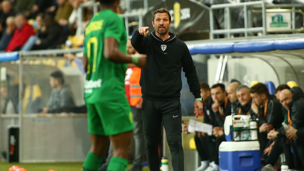 Tréner MŠK Žilina Jaroslav Hynek v 2. kole nadstavbovej časti Niké ligy v skupine o titul v Dunajskej Strede.