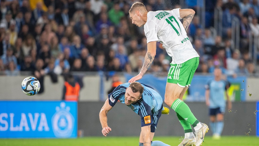 Momentka zo zápasu Slovan - Maccabi Haifa
