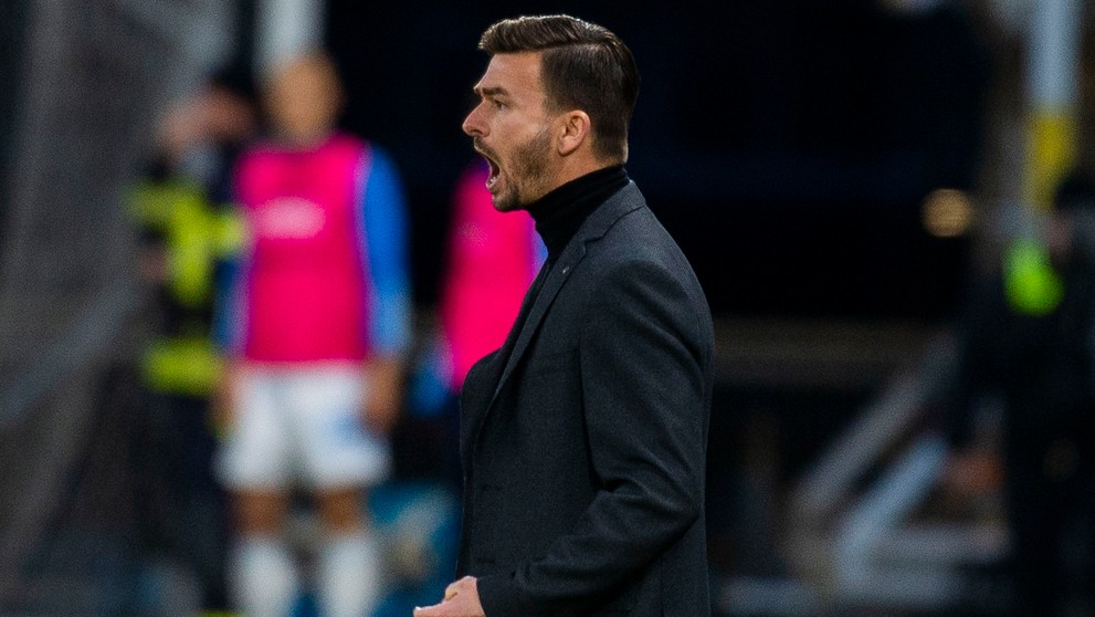 tréner Trnavy Michal Gašparík v 2. kole nadstavbovej časti Niké ligy na pôde Slovana Bratislava.