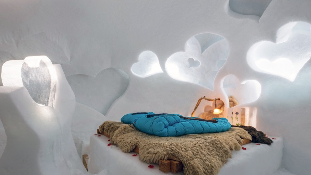 Hotelový reťazec Iglu-Dorf v Alpách, Švajčiarsko.