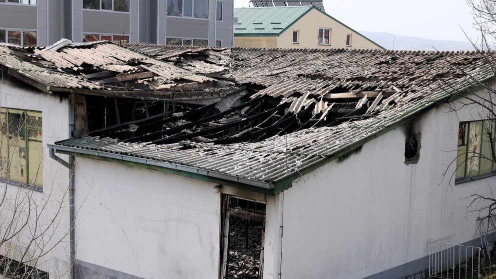 Budova po požiari.