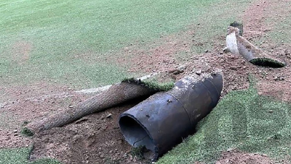 Raketa Kinžal, ktorá dopadla na štadióne v Kyjeve.