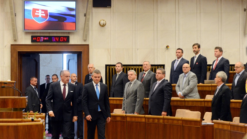 Na snímke prezident SR Andrej Kiska počas vystúpenia v Národnej rade SR 