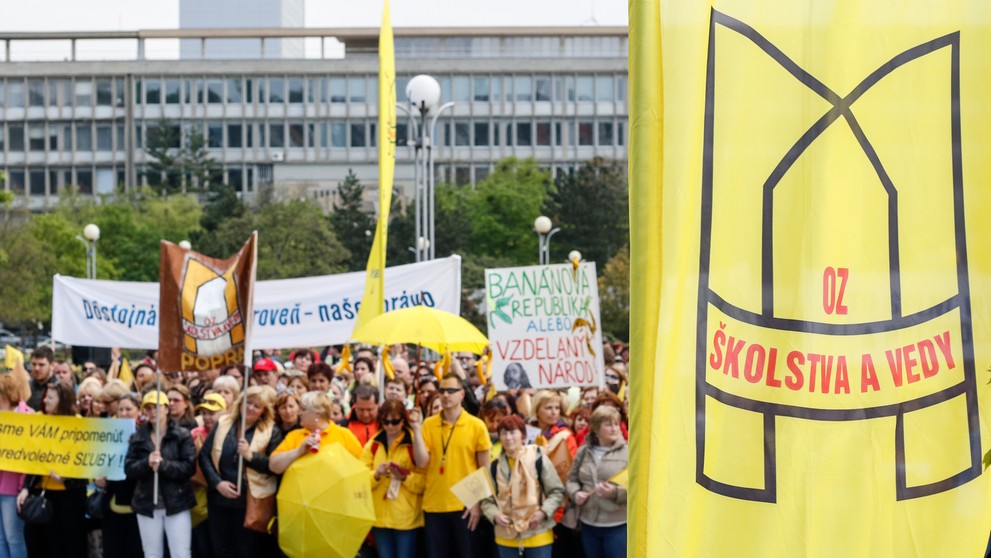 Protest učiteľov v Bratislave 