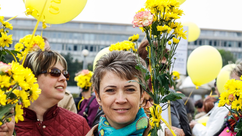 Protest učiteľov v Bratislave 
