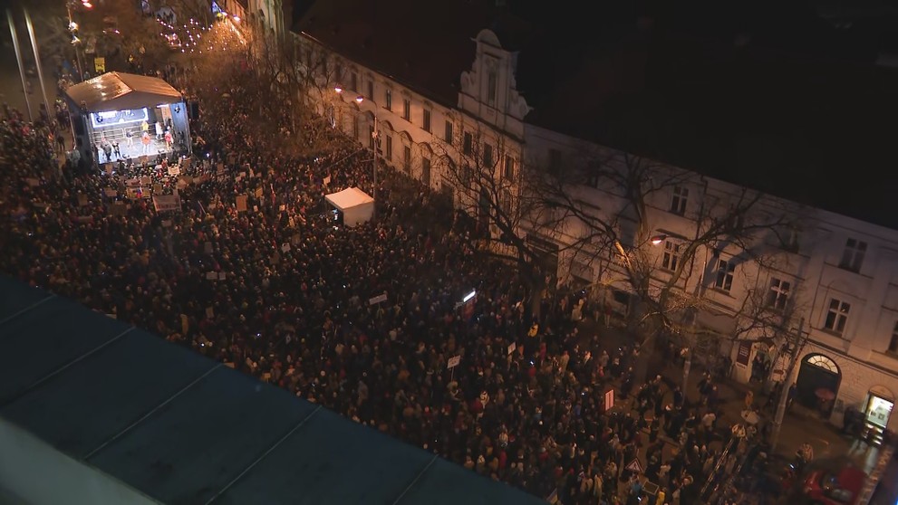 Protivládny protest v Bratislave.