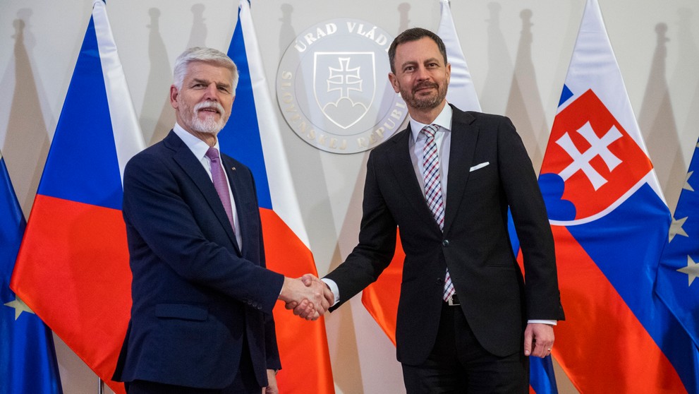 Nový český prezident Petr Pavel na návšteve Slovenska.