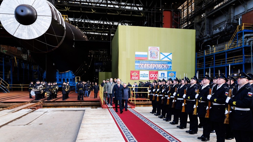 Rusko spustilo na vodu novú jadrovú ponorku Chabarovsk.