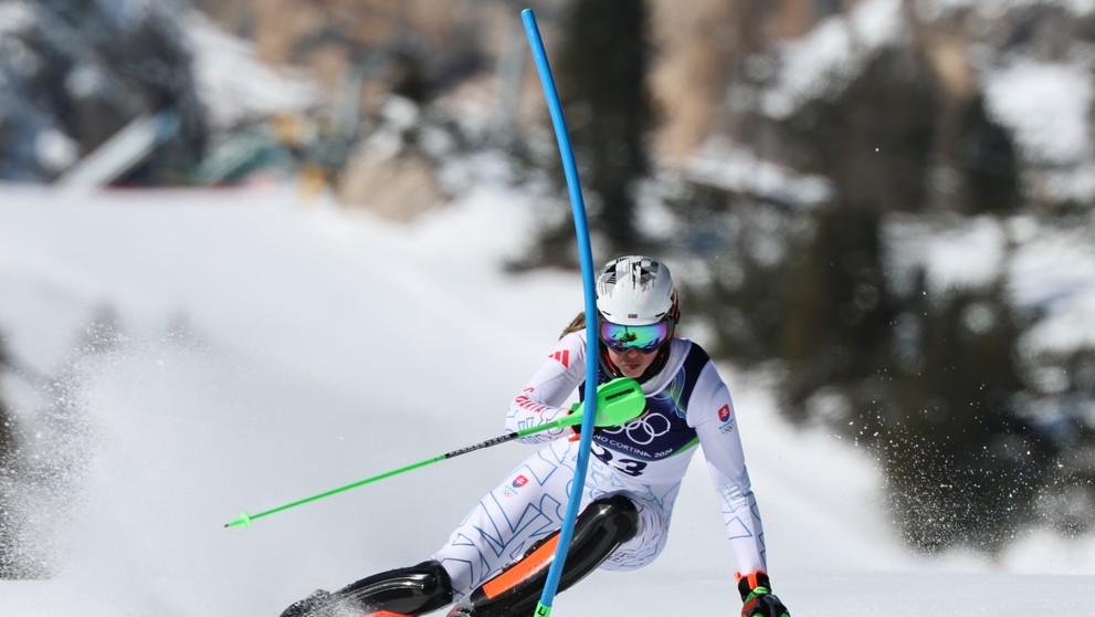 Petra Vlhová počas pretekov v slalome na ZOH 2026.
