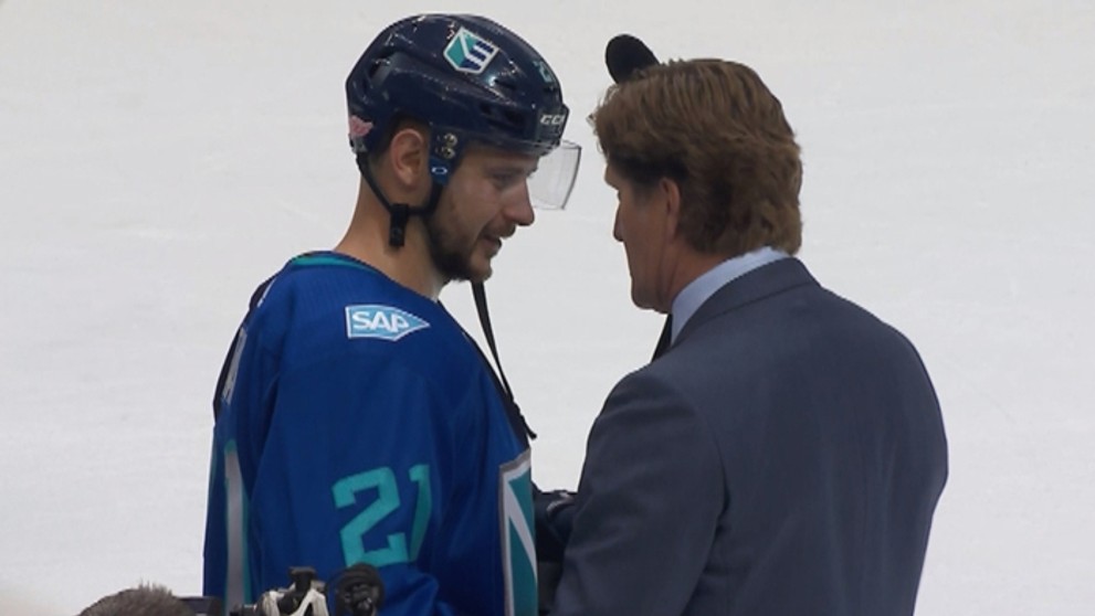 Tomáš Tatar a tréner Kanady Mike Babcock.