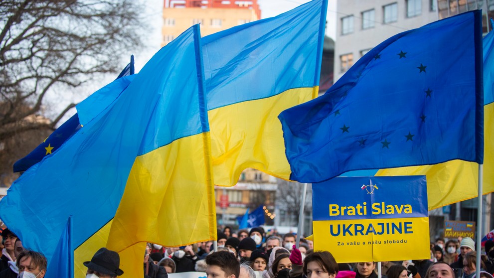 Zhromaždenie Mier za Ukrajinu.