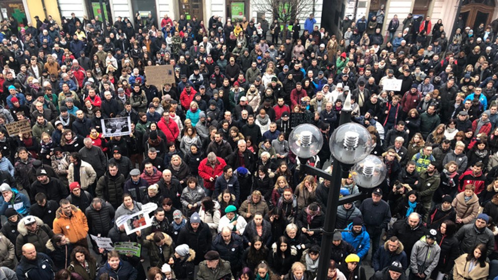 Protestné zhromaždenie v Trnave.