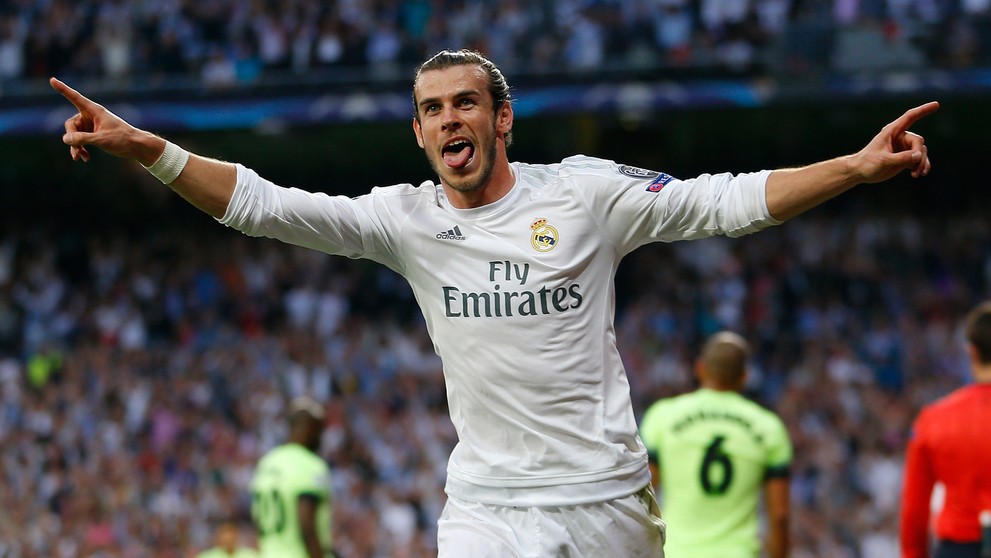 Gareth Bale z Realu Madrid sa teší z gólu v sieti Manchestru City v odvetnom semifinálovom dueli LM.