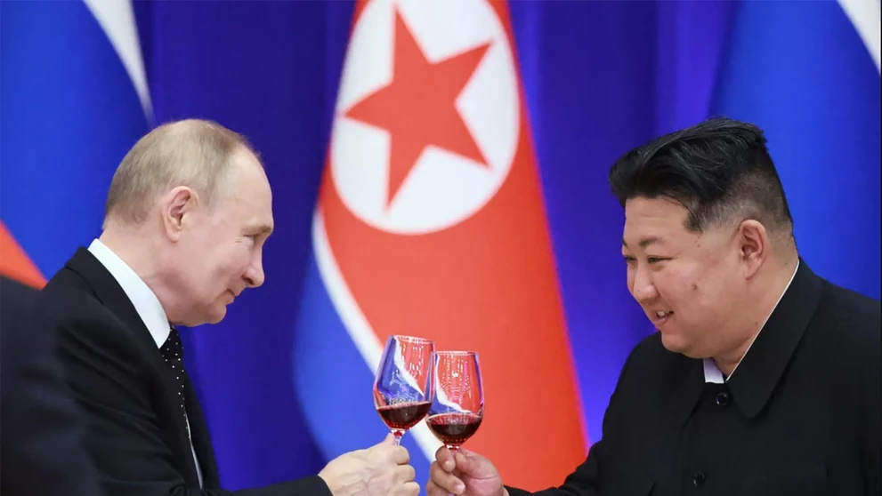 Ruský prezident Vladimir Putin a severokórejský vodca Kim Čong-un na snímke z januára 2024. 