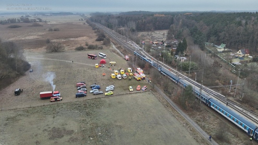 Zrážka vlakov na juhu Česka