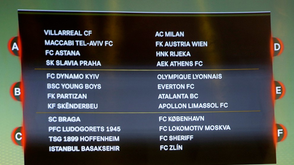 Žreb EL UEFA - skupiny A až F.