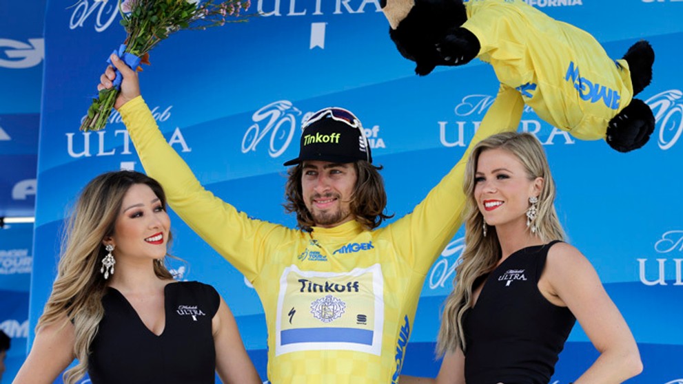 Peter Sagan na stupni víťazov.