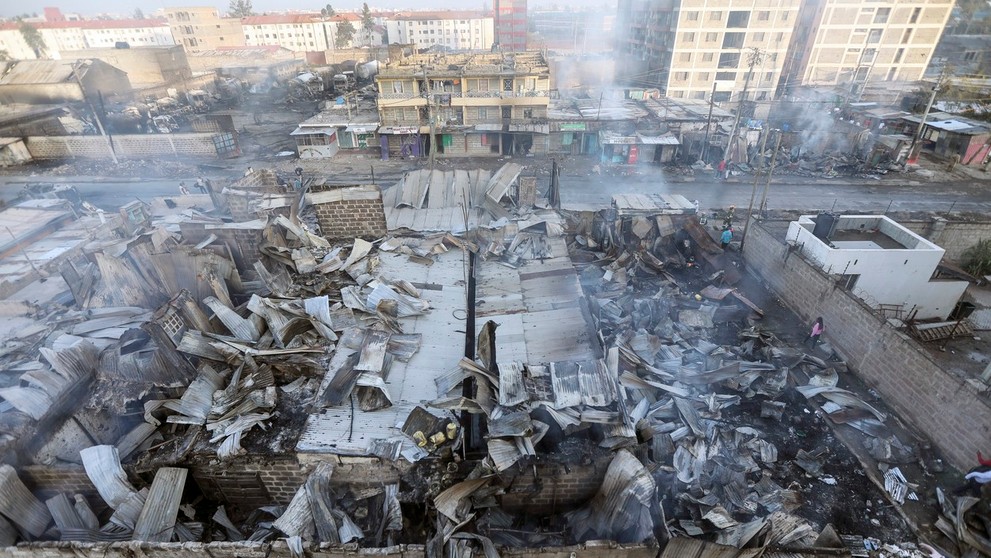 Škody po výbuchu plynu v Nairobi